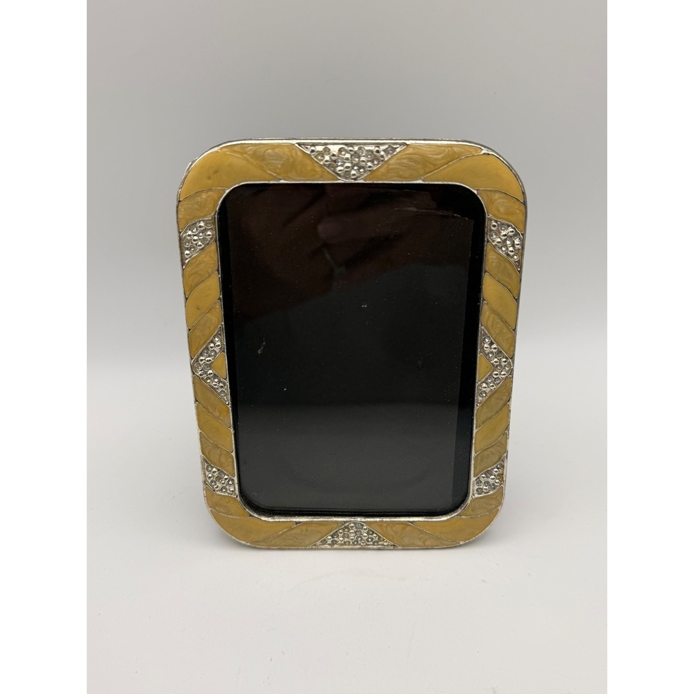 Vintage Style Rhinestone Enamel Miniature Picture Frame Silver Champagne Gold